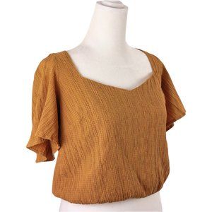 ASTR The Label Flutter Sleeve Cropped Top In Rust Size Medium